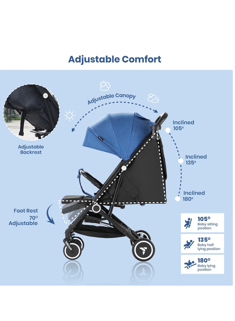 TEKNUM عربة سفر قابلة للطي مع حامل كوب قهوة - أزرق - Image 3