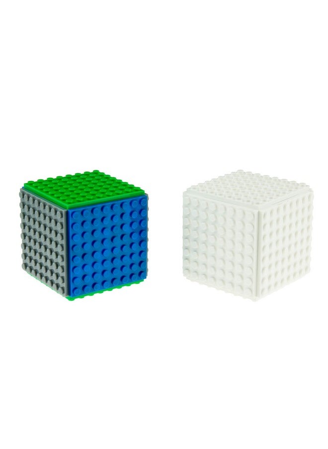 Strictly Briks Strictly Briks Compatible with Lego Classic Mini Cube Building Set with Blocks and Bricks | STEM Toys Set | 14 Pieces | 8x8 Baseplates and 3D Briks | Blue, Green, and Gray  - Image 4
