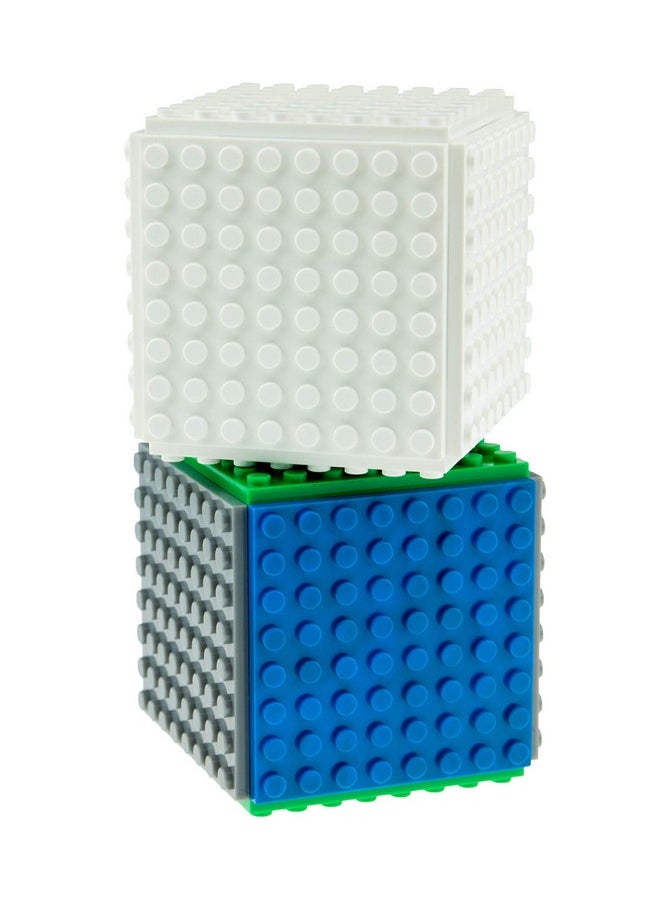 Strictly Briks Strictly Briks Compatible with Lego Classic Mini Cube Building Set with Blocks and Bricks | STEM Toys Set | 14 Pieces | 8x8 Baseplates and 3D Briks | Blue, Green, and Gray  - Image 5