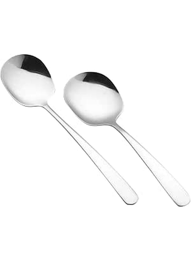 Stainless Steel Serving Spoon Set 2Pcs Buffet Scoops Restaurants Hotel - Image 1