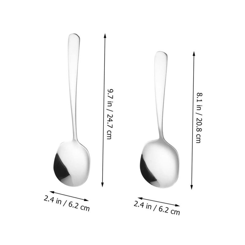 Stainless Steel Serving Spoon Set 2Pcs Buffet Scoops Restaurants Hotel - Image 3