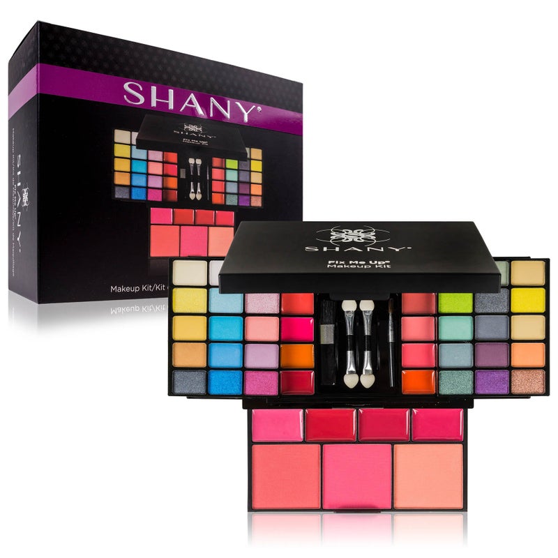 Shany طقم مكياج SHANY 'Fix Me Up' - مكياج محمول مدمج هدية للبالغين والمراهقين مجموعة مكياج تتضمن ظلال عيون، ألوان شفاه، أحمر خدود، وأدوات تطبيق - Image 2