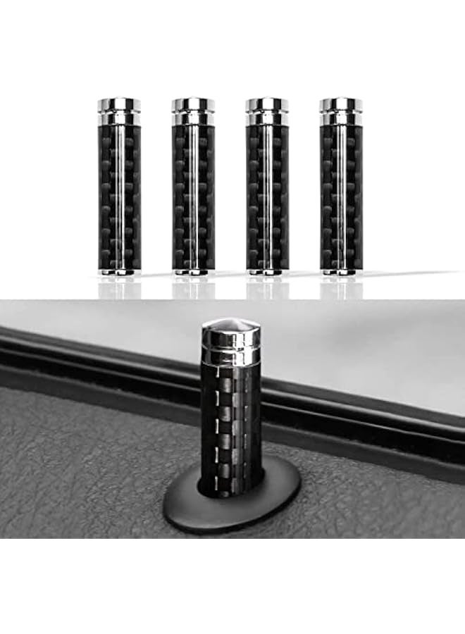 Starwell 4PCS Universal Door Lock Pin Cover Carbon Fiber Hard Durable Flame Retardant Corrosion Resistant Car Interior Accessories Door Bolt Lock Pin Knob Set (Black) - Image 1