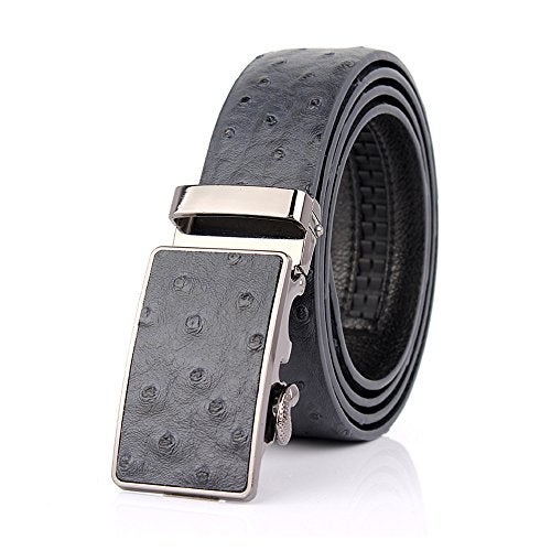 SIMU Men's Ostrich Skin Embossed Pattern Automatic Buckle Genuine Cow Leather Belts Ratchet Belt 35mm Wide 5 Color - Image 1