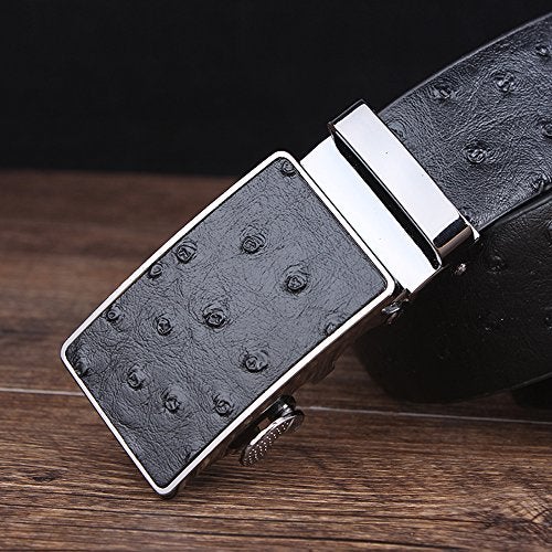 SIMU Men's Ostrich Skin Embossed Pattern Automatic Buckle Genuine Cow Leather Belts Ratchet Belt 35mm Wide 5 Color - Image 2