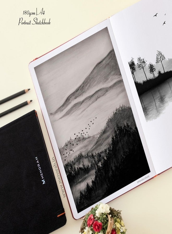 MENORAH ورق مينورا - دفتر رسم فني - مقاس A4 - 180 غرام/م² (100 صفحة / 50 ورقة) - دفتر رسم - غلاف مقوى - (29.7 سم × 21 سم) - مصنوع يدويًا بالكامل - رسم بورتريه، ألوان زيتية - Image 4