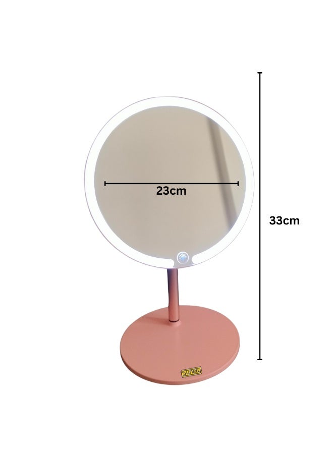 Sunely LED Makeup Mirror with Adjustable Stand, Vanity Mirror with Light, Pink Color - Image 3