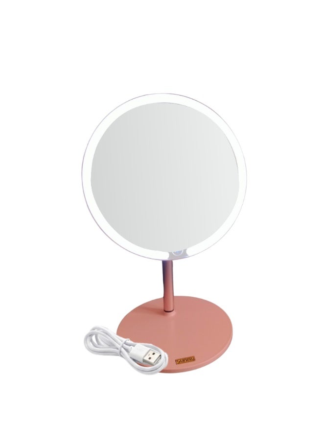 Sunely LED Makeup Mirror with Adjustable Stand, Vanity Mirror with Light, Pink Color - Image 2