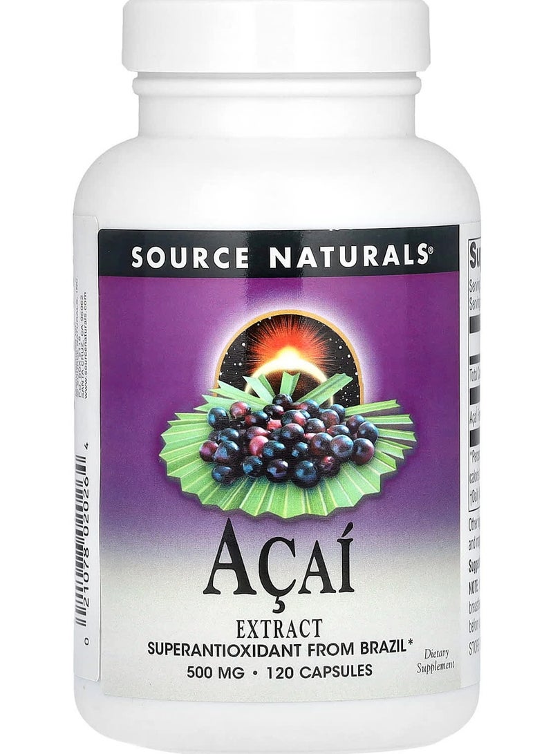 Acai Extract, 500 mg, 120 Capsules (250 mg per Capsule)