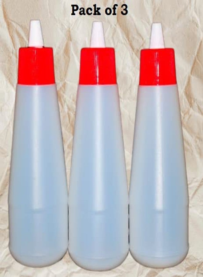 ImegaZ Plastic Food Grade Sauce Bottle Vinegar Oil Ketchup Cruet Bottles (400 ML, White color, Pack of 3) - Image 2