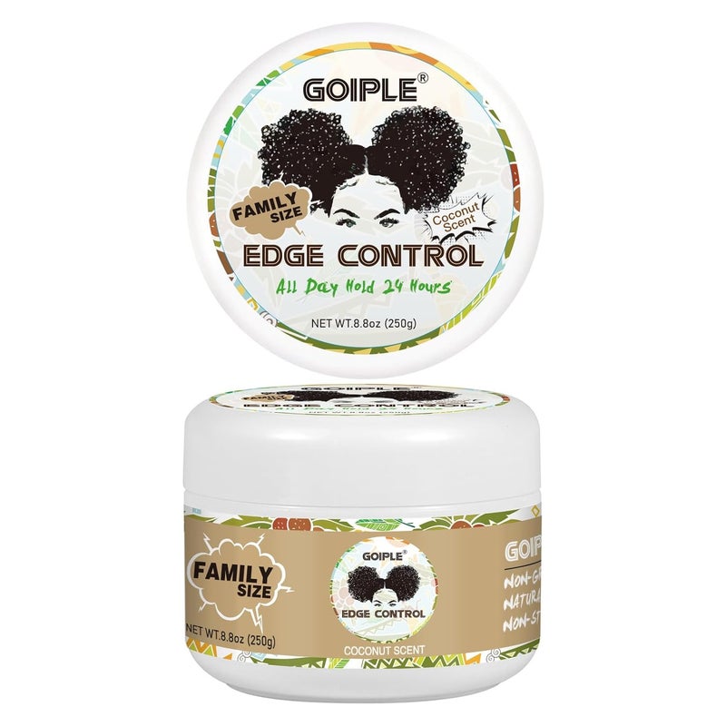 Goiple 88 OZ Edge Control Wax for Women Strong Hold Nongreasy Edge Control Smoother Edge Tamer Edge Wax Styling Tamer Edge Control for Black Hair No Flaking Strong Hold Waterbased Edge Stay Gel Coconut