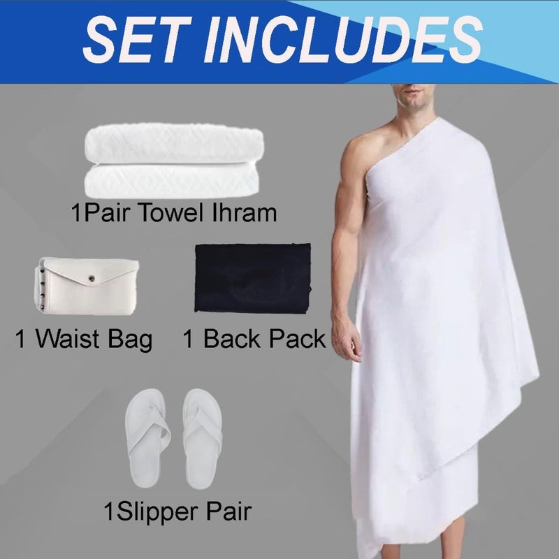 Ihram Set for Adults Hajj and Umrah Pilgrimage Light weight and Ultra-soft sheets, with accessories Ideal Gift for Hajj pilgrimage 4 - Image 5