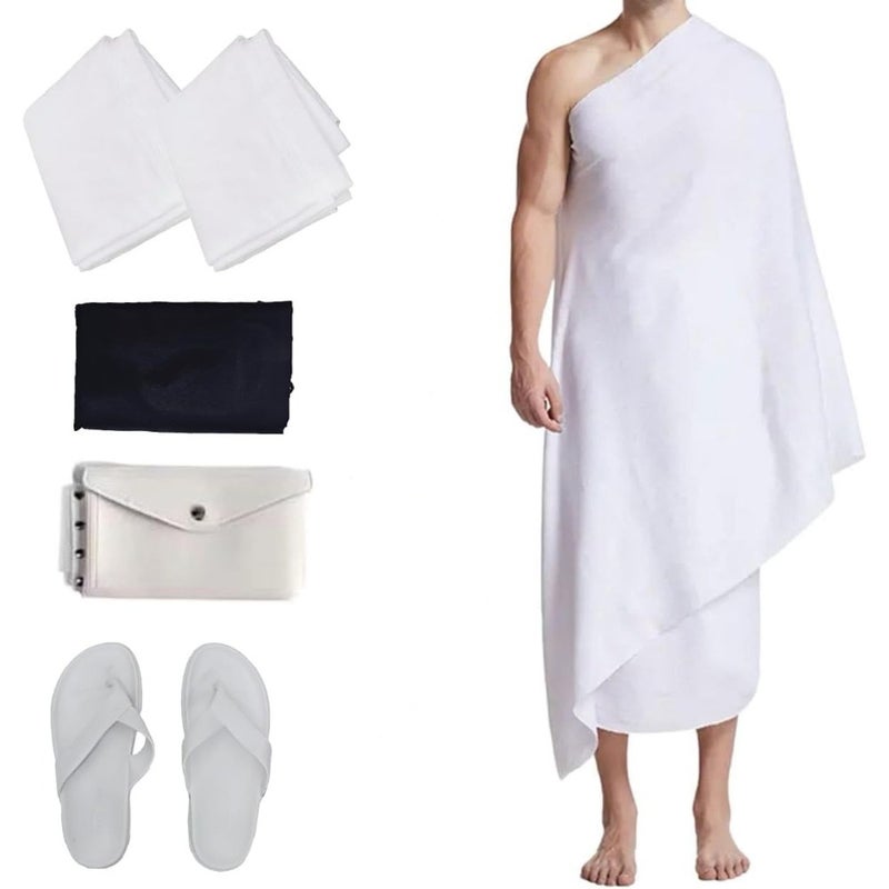 Ihram Set for Adults Hajj and Umrah Pilgrimage Light weight and Ultra-soft sheets, with accessories Ideal Gift for Hajj pilgrimage 4 - Image 1