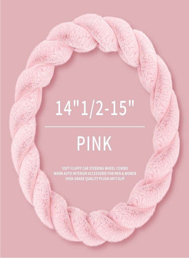 HighnessHwoo Luxury Fluffy Winter Car Steering Wheel Cover for Women Soft Warm Plush Cute Auto Accessories for Vehicle, Sedan, Universal, Fuzzy, Anti Slip, Pink, 14in, Standard Size 14.5-15"(37-38cm) - Image 3