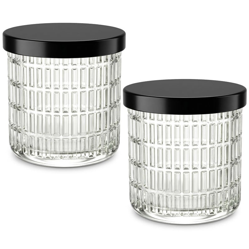 MKOSAB 2 Pack Qtip Holder Bathroom Set Glass Apothecary Jars with Lids Canisters for Cotton BallsSwabs Floss Picks Hair Ties Vanity Organizer Vintage Bathroom Storage Clear - Image 2