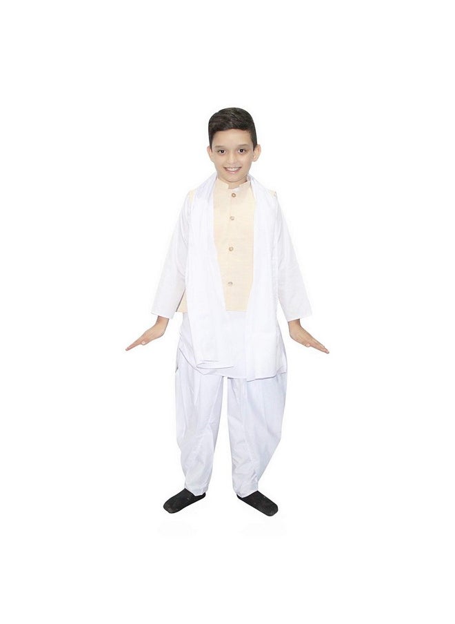 Kaku Fancy Dresses - Kaku Fancy Dresses Polyester Sardar Vallabh Bhai Patel Costume For Boys | National Hero Freedom Fighter Fancy Dress For Independence Day & Republic Day - 5-6 Years,White - Image 1
