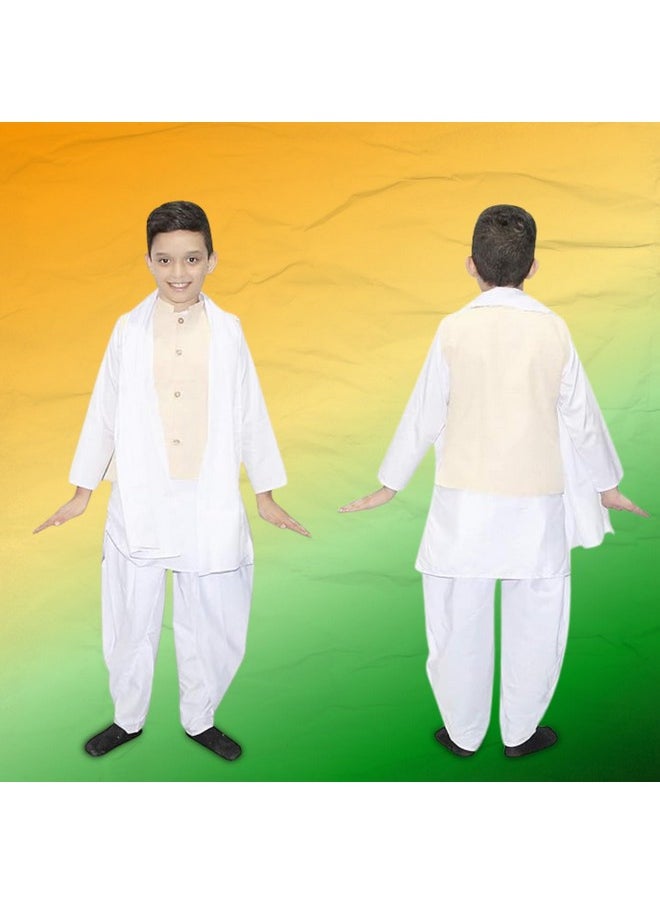 Kaku Fancy Dresses - Kaku Fancy Dresses Polyester Sardar Vallabh Bhai Patel Costume For Boys | National Hero Freedom Fighter Fancy Dress For Independence Day & Republic Day - 5-6 Years,White - Image 1