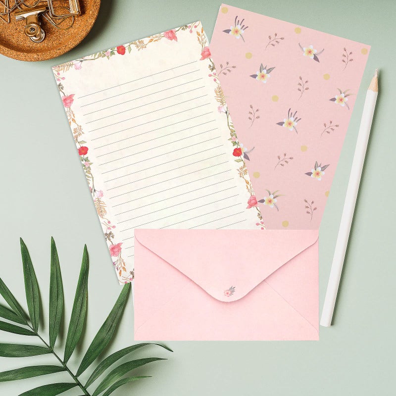 KSIWRE Stationary Paper and Envelopes Set, 36 PCS Lined Stationary Writing Paper with 18 PCS Matching Envelopes, Fresh Floral Style Letter Writing Paper for Invitations Gifts Holiday Wishes - Image 5