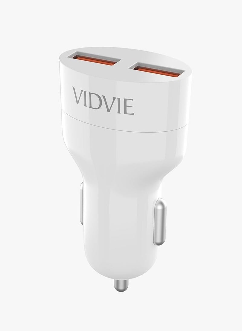 VIDVIE CC509 Car Charger - Dual USB Ports - Fast Charging 2.1A-WHITE - Image 1