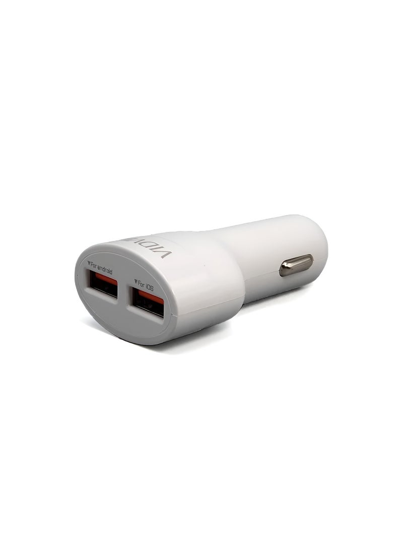 VIDVIE CC509 Car Charger - Dual USB Ports - Fast Charging 2.1A-WHITE - Image 3