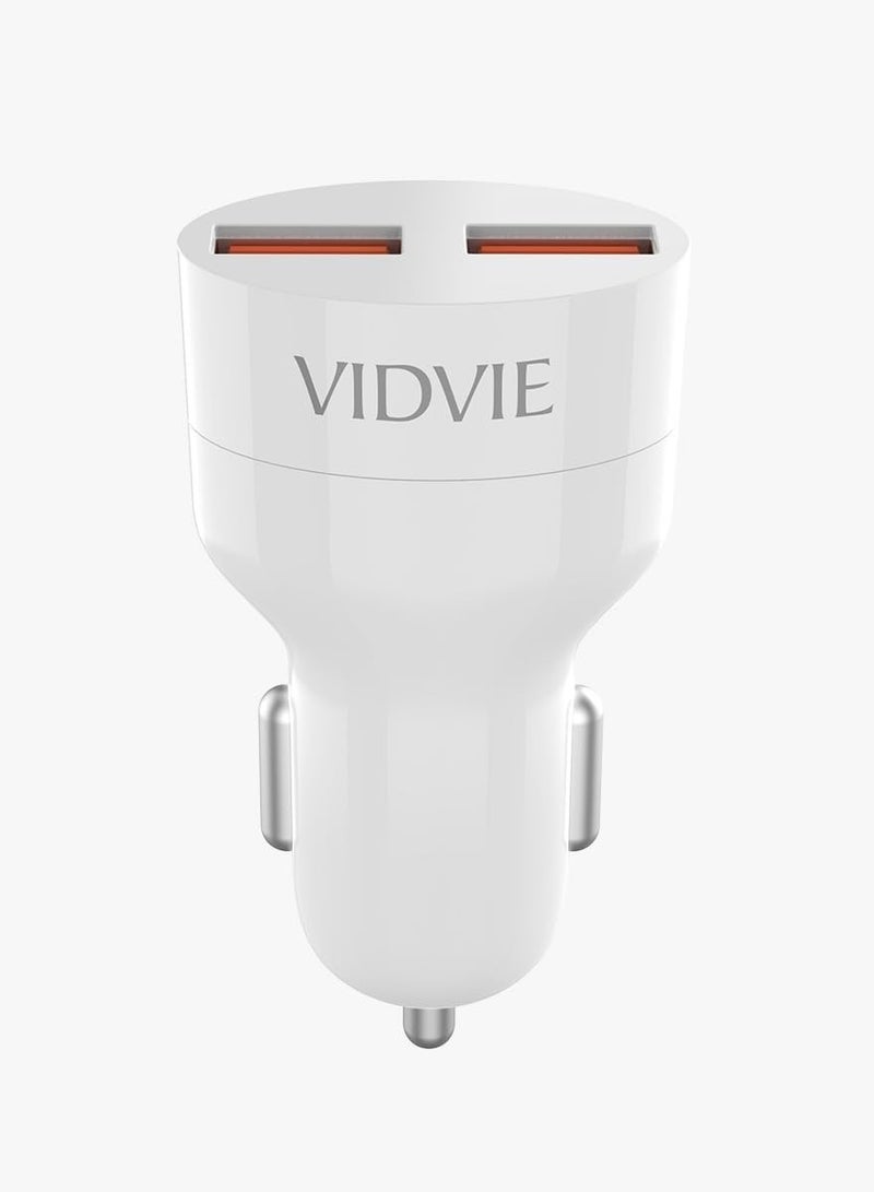 VIDVIE CC509 Car Charger - Dual USB Ports - Fast Charging 2.1A-WHITE - Image 2
