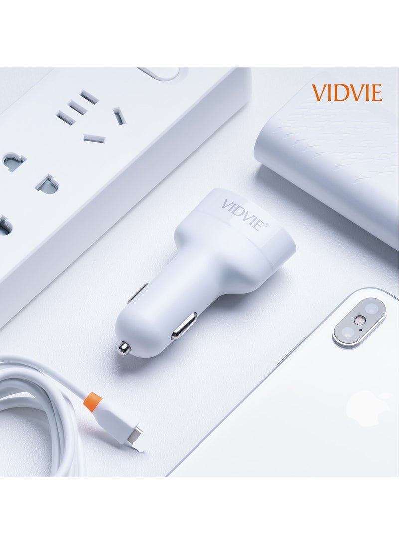 VIDVIE CC509 Car Charger - Dual USB Ports - Fast Charging 2.1A-WHITE - Image 4