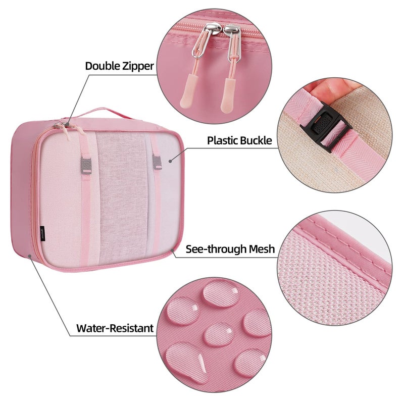 BAGAIL 10 Set Packing Cubes Various Sizes Packing Organizer for Travel Accessories Luggage Carry On Suitcase-Pink - Image 5