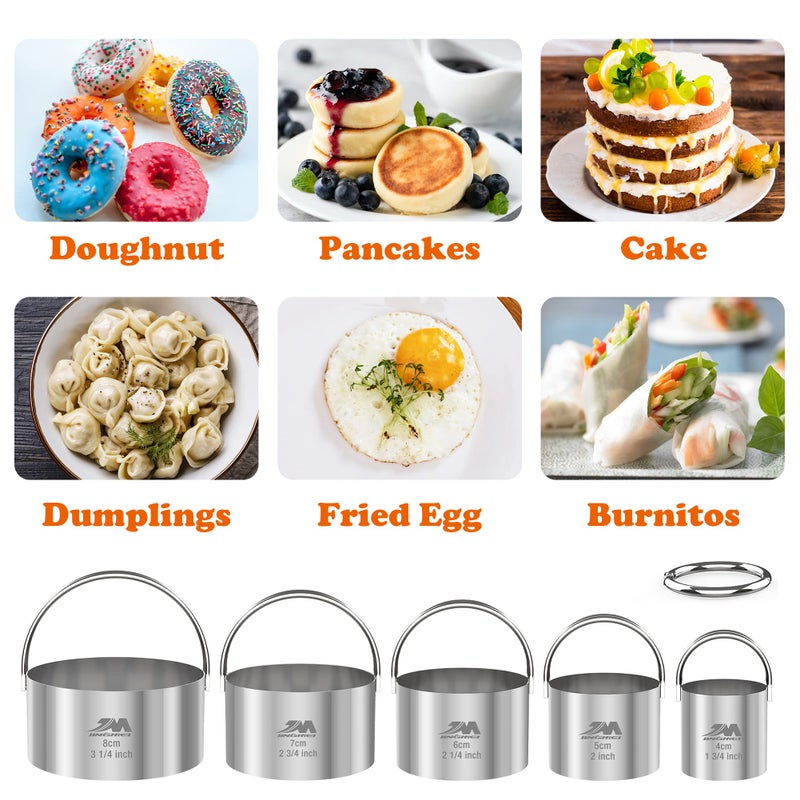 M JINGMEI Biscuit Cutter Set for baking (5 Pieces/Set), Round Cookies Cutter with Handle, Professional Baking Dough Tools - Image 5