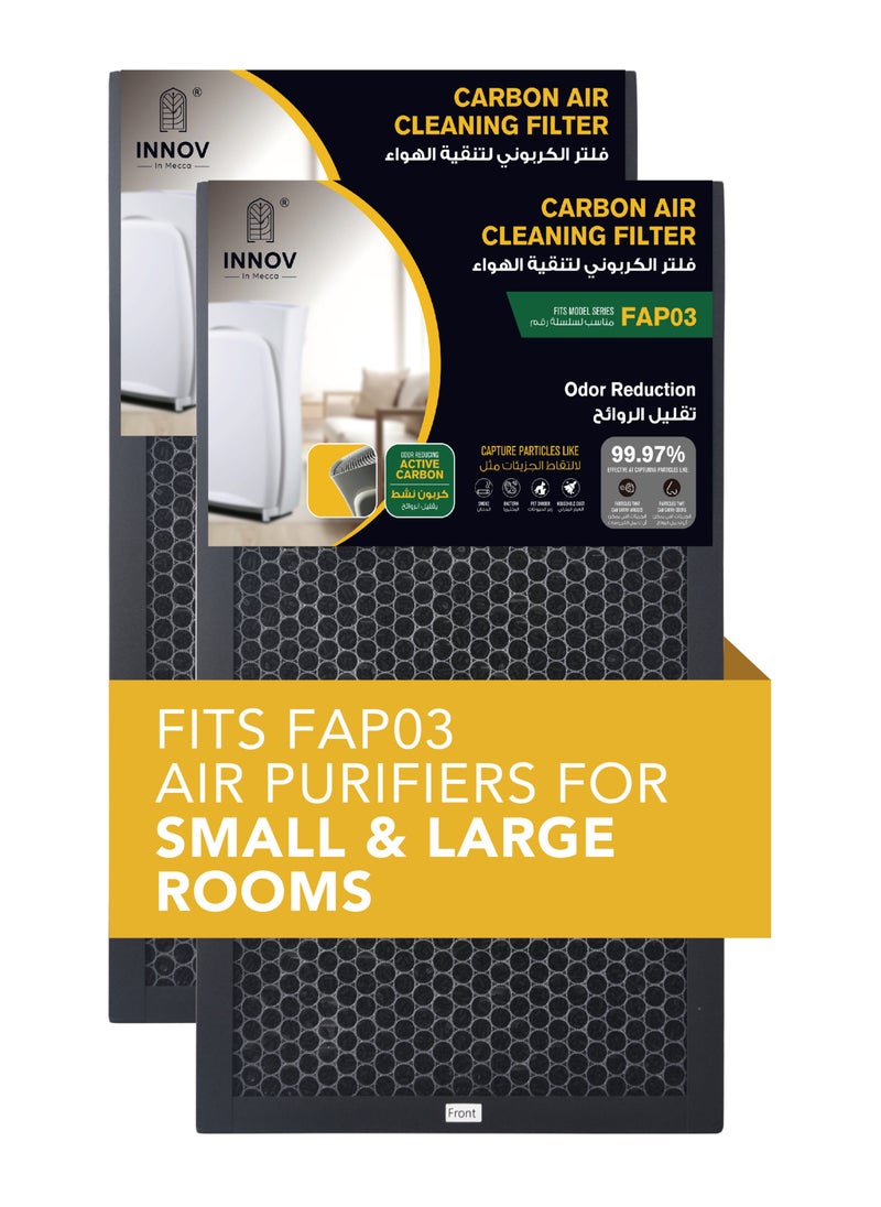 INNOV In Mecca Room Air Purifier Filter Replacement. Active Carbon layer & Ultra Hepa layer aromatherapy Filter. 53.5 cm x 29.5 cm (21 in. x 11.6 in.), 2-Pack. Works with Devices: FAP-03  - Image 1