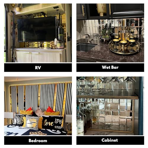 Lovdeco Peel and Stick Light Antique Mirror Tile, Square Mirror for Kitchen Backsplash Bathroom (32 Sheets, 2 SQ.FT.), 3 x 3 Inch - Image 3