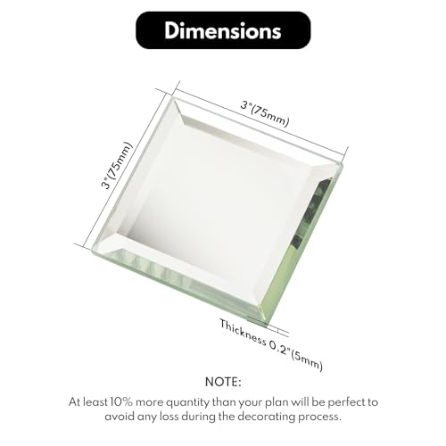 Lovdeco Peel and Stick Light Antique Mirror Tile, Square Mirror for Kitchen Backsplash Bathroom (32 Sheets, 2 SQ.FT.), 3 x 3 Inch - Image 2