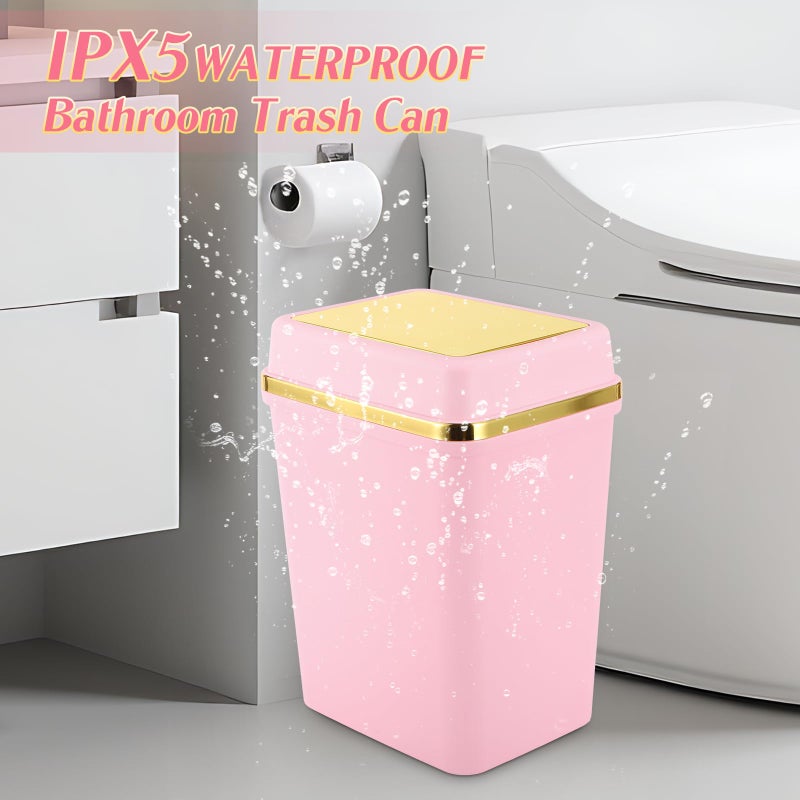 WSBArt Bathroom Trash Can with Lid 4 Gallon Pink Trash Can Bedroom Trash Can Small Garbage Can with 300 Counts Trash Bags for Small Bathroom Bedroom Office - Image 5