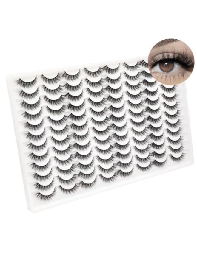 Azenlo False Eyelashes 48 Pairs Faux Mink Lashes 14mm Wispy Lashes 3D Fluffy Cat Eye Lashes Pack Bulk Wholesale Strip Lashesstyle 48045 - Image 1
