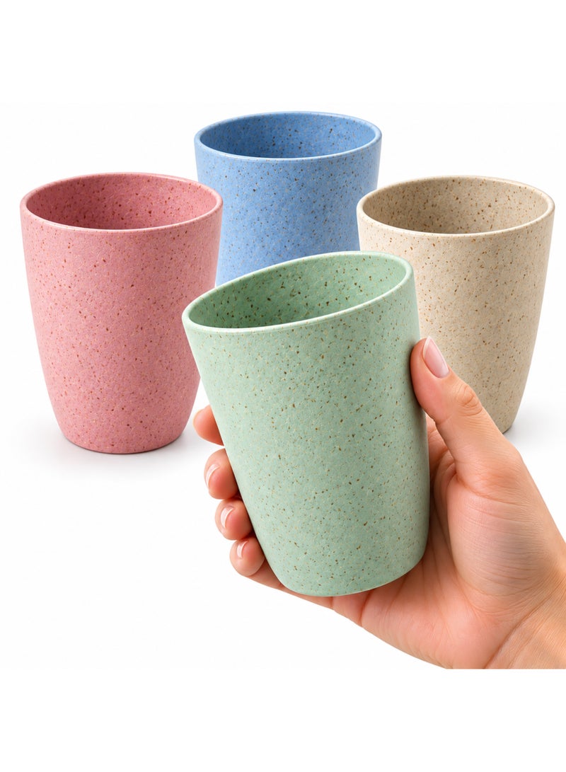 Beram Wheat Straw Cups Set of 4, 350ml, Biodegradable, Eco-Friendly Drinking Glasses, Unbreakable & Lightweight Tumblers, BPA-Free, Stackable Cups for Coffee, Tea, Juice, and Water, Reusable Tumbler Set - Image 1