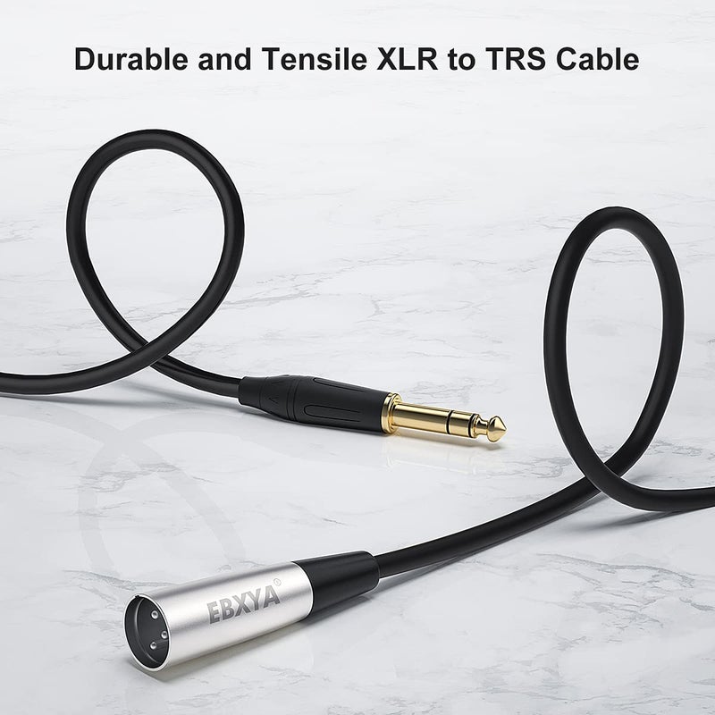 EBXYA كابل ميكروفون متوازن ذكر XLR إلى 1/4" TRS بطول 6 أقدام، XLR إلى جاك 6.35، عبوتين - Image 2