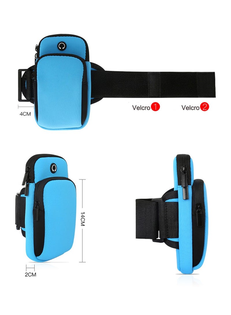 Generic Arm Bag Universal Waterproof Multifunctional Double Pouch Sports Armband with Earphone Hole fit All Below 6 Inch Cellphone for Running, Gym, Outdoor, Workout  - Image 4