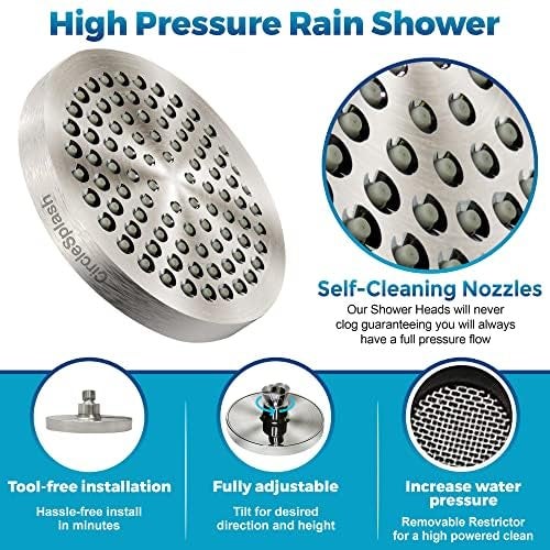 CircleSplash High Pressure Shower Head - Anti-Clogging Silicone Nozzles - 2.5 GPM Removable Restrictor - Easy to Clean Adjustable Replacement - easy to install with Plumbers Tape - 6 inch - Brushed Nickel Finish - Image 2