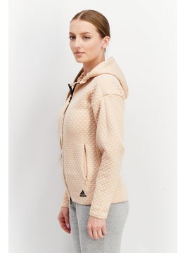 Adidas Women Sportswear Long Sleeves Hooded Outdoor Jacket, Peach  - Image 3