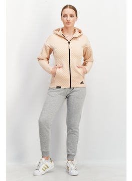 Adidas Women Sportswear Long Sleeves Hooded Outdoor Jacket, Peach  - Image 2
