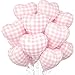 Biapian Pink White Checkered Heart Balloons 10 Pcs Light Pink Grid Heart Shape Balloon 18 Inch Lattice Foil Valentines Balloons for Kids Girls Birthday Wedding Valentines Bridal Baby Shower Party Decoration - Image 2