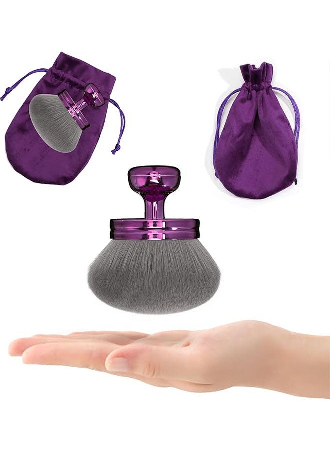 Large Body Makeup Brush for Self Tanner, Leg, Arm and Body Makeup, Bronzer Self Tan Applicator Oval Face, Wide Round Head Kabuki Brush for Application with Drawstring Bag, Purple - Image 5