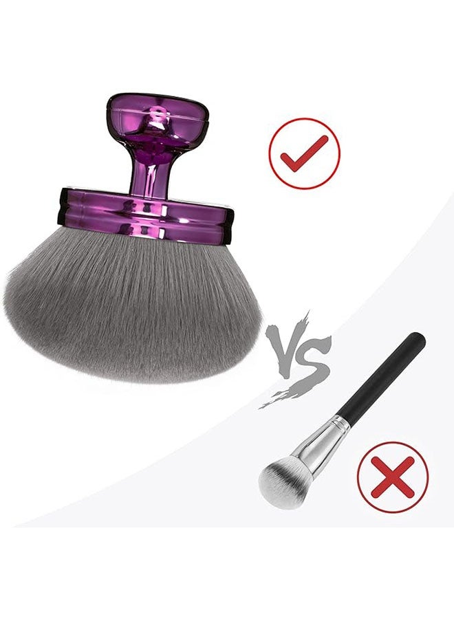 Large Body Makeup Brush for Self Tanner, Leg, Arm and Body Makeup, Bronzer Self Tan Applicator Oval Face, Wide Round Head Kabuki Brush for Application with Drawstring Bag, Purple - Image 2