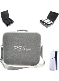 TYCOM PS5 SLIM Travel Storage Bag for Ps5 Slim Shockproof Hard Shell Bag Luxury Waterproof Shoulder Bag for Playstation 5 Slim Console & Accessories Storage Organizer Single Grey  - Image 1