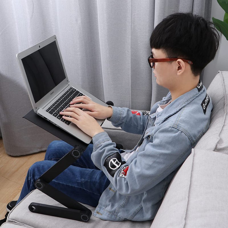 Aluminium Laptop Desk Foldable Bed Table with Mobile Phone Groove - Image 3