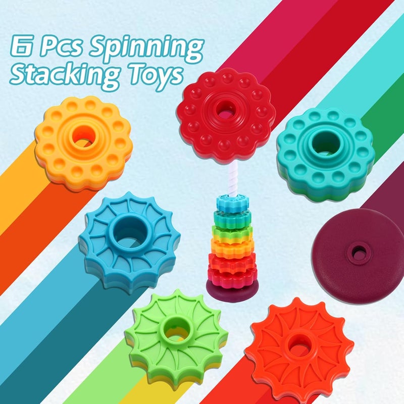 LMTNNB Spinning Stacking Toys - Rainbow Tower, Kids Stackable Spinning Toy, Educational Toy for Toddlers 1-3, Strong ABS Plastic, Color & Shape Recognition, Builds Sensory & Motor Skills - Image 3