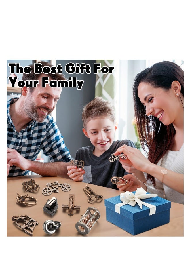 9 Pcs Metal Puzzles, Steel Brain Teaser Puzzles, for Adults 3D Metal Puzzle for Adults Unlock Interlocking Puzzle, Adult Mind Puzzle Game,s IQ Education Puzzle Toys Smart Toy (Exquisite Style)  - Image 5