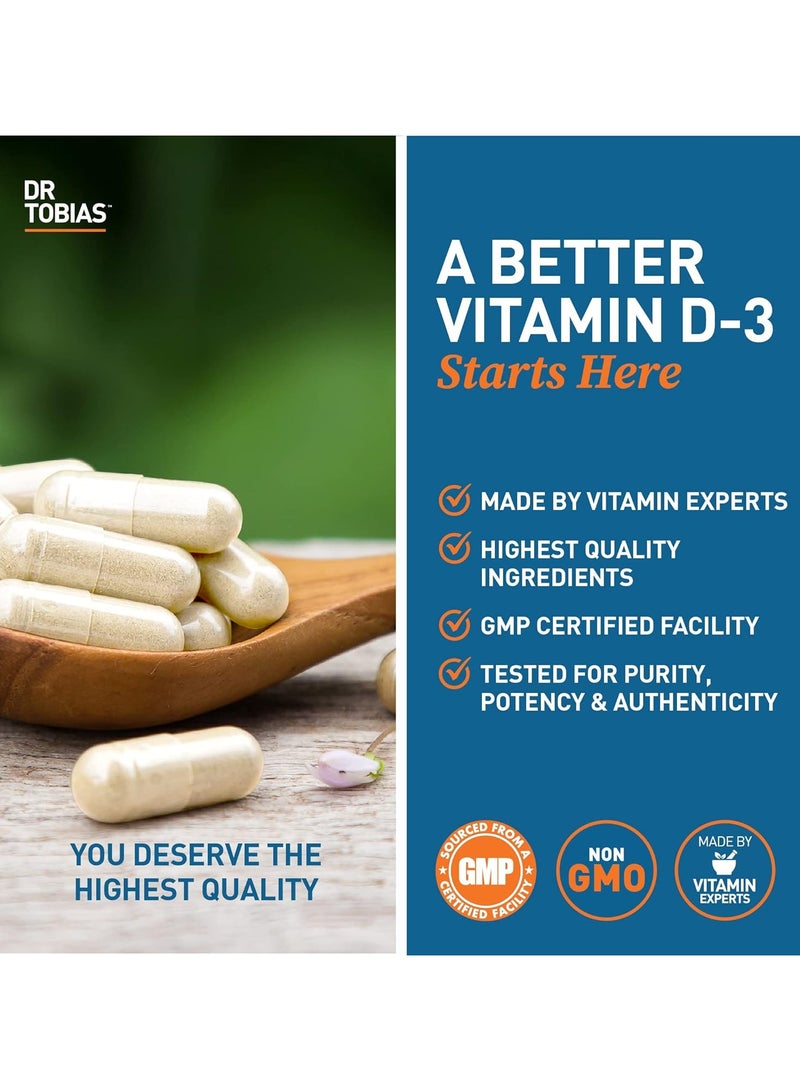 Dr. Tobias Vitamin D-3 5000 IU, 90 Vegetable Capsules, 90 Day Supply, supports immnue health, supports jointand bone health, benefits of natural sunlight, pairs well with our vit. c - Image 5