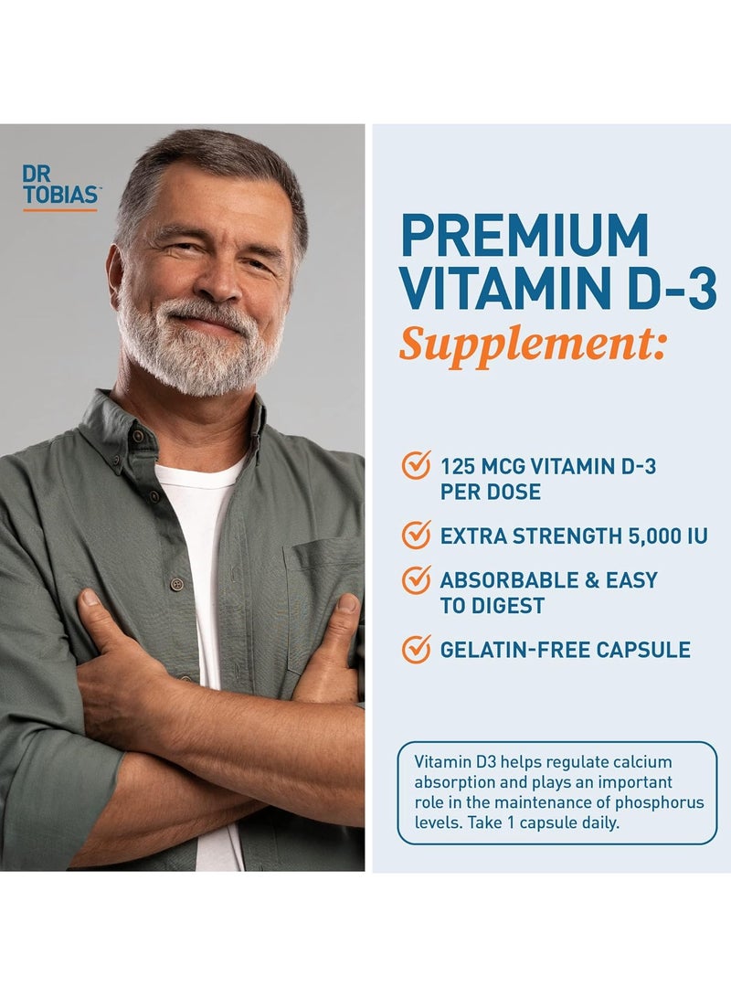 Dr. Tobias Vitamin D-3 5000 IU, 90 Vegetable Capsules, 90 Day Supply, supports immnue health, supports jointand bone health, benefits of natural sunlight, pairs well with our vit. c - Image 4