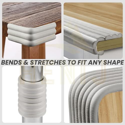 HENIJ Soft Extra Dense Furniture Table Wall Edge Protectors Foam Baby | Safety Bumper Guard Protector, Table Protection Strip, Kids Safety Corner Strip (6.5 Ft Long, 8 CM Wide, Grey, Pack of 1) - Image 5