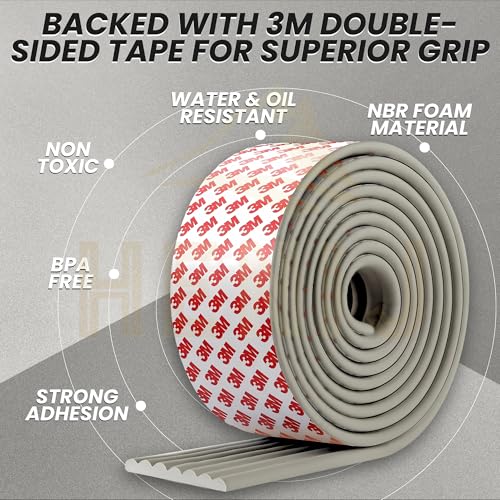 HENIJ Soft Extra Dense Furniture Table Wall Edge Protectors Foam Baby | Safety Bumper Guard Protector, Table Protection Strip, Kids Safety Corner Strip (6.5 Ft Long, 8 CM Wide, Grey, Pack of 1) - Image 4